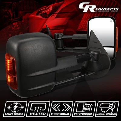 PAR DE ESPEJOS RETROVISORES DE REMOLQUE CON INTERMITENTE + CALEFACCIÓN + LED PARA SILVERADO/SIERRA 2007-2014 Foto 1 de 4