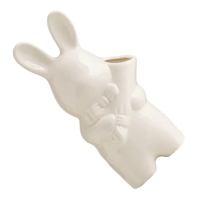  陶瓷花花瓶:可爱兔子持有花卉花盆 - 迷你瓷器 — 第 1/4 张图片