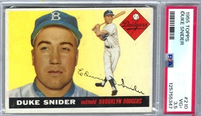 1955 Topps Duke Snider, tarjeta # 210, clasificación PSA 3,5. Foto 1 de 2