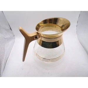 Vintage 22kt Goldrand Glas Kaffee Karaffe Kanne Beige Griff 22 oz - Bild 1 von 4
