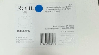 Rohl 1080/8APC Polished Chrome 3 Function Modern Flow Showerhead, Chrome*READ* - Image 1 of 3