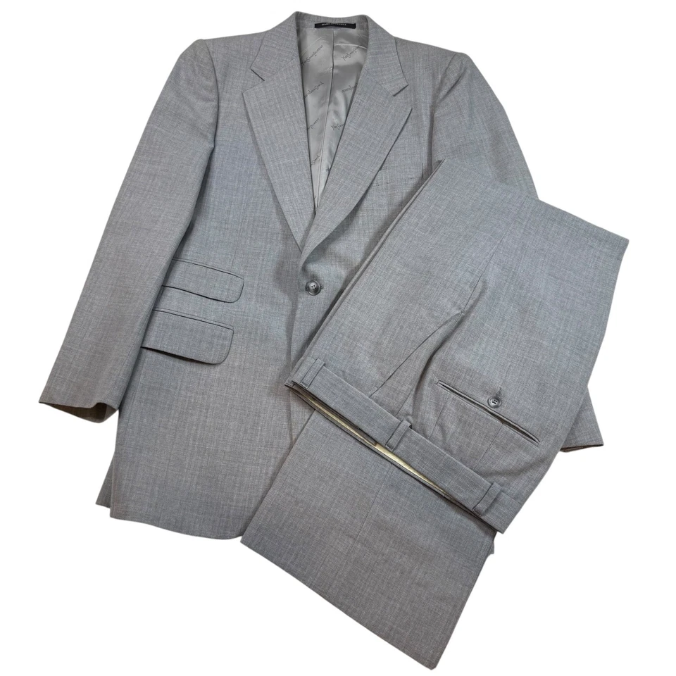 Yves Saint Laurent Wool Pinstripe Suit - Men's Gray Blazer & Pants Set Formal - Image 1 of 4