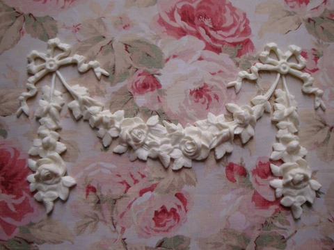New! Rose Swag Drops Bows Center Architectural Pediment Furniture Applique Cover