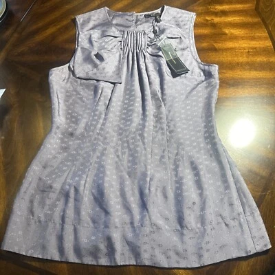 BCBG MAX AZRIA TOP BLUSA TALLA M MORADO Lazo 100% SEDA Camisa Top Foto 1 de 4