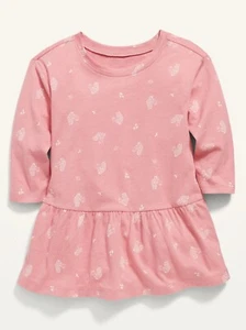Old Navy Baby Girl Long-Sleeve Printed Drop-Waist Dress Size 0-3 or 3-6 Months - Picture 1 of 1