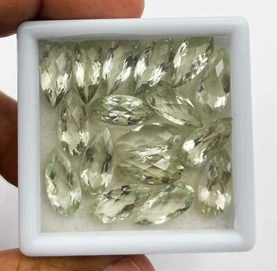 Lote de 19 piedras preciosas sueltas corte a cuadros pera amatista verde natural 7*15 mm 57 CT Foto 1 de 4