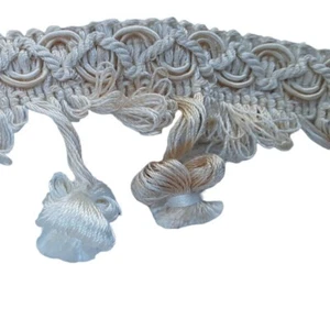 Brocade Tassel Trim Beige Fringe Edging Craft 41 inch  Vintage Wrapped tassels - Picture 1 of 6