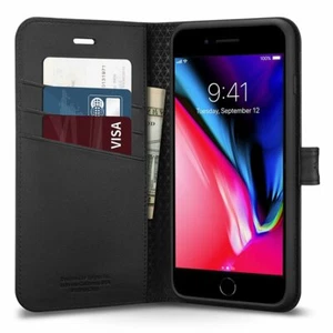 Spigen Wallet S Card Pocket Kickstand Leather Foldable Cover For iPhone XS XCase - Picture 1 of 5