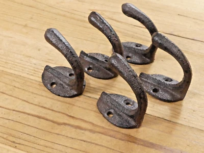 5 pequeños ganchos rústicos para abrigo de hierro fundido montaje en pared sombrero gancho toalla correa para perro tapa para llave Foto 1 de 4