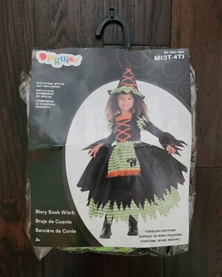 DISGUISE 75092 Girls STORY BOOK WITCH Halloween Costume With HAT Size M 3T/4T - Image 1 of 4