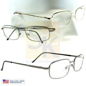 BIFOCAL READING GLASSES BRONZE, GOLD, PEWTER Metal Frame +100-400 SPRING HINGES - Picture 1 of 10