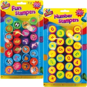 26Pc CARTOON STAMPS Kids Fun Stampers Craft Learning Colours Shape Association - Picture 1 of 6