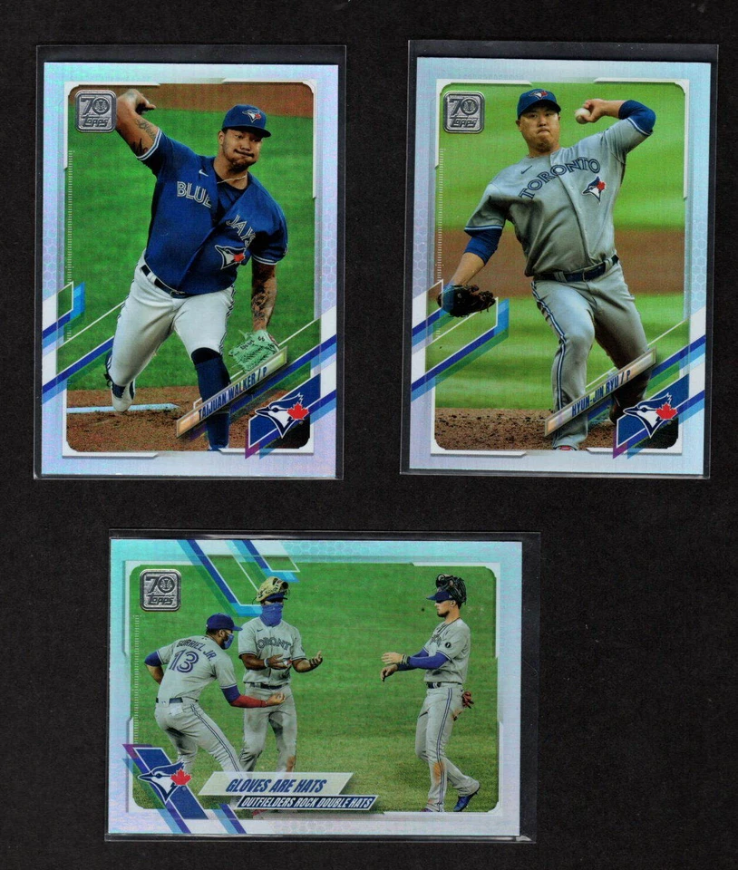 TORONTO BLUE JAYS 3 DIFFERENT 2021 TOPPS RAINBOW FOIL PARALLELS RYU WALKER + - Image 1 of 1