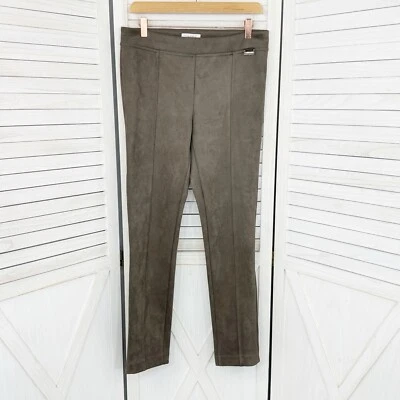 Calvin Klein 裤子女式小号棕色灰褐色人造麂皮绒紧身打底裤 — 第 1/4 张图片