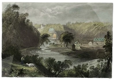 Kentville W.H. Bartlett Coloreado a Mano Grabado por H Adlard Raro Antiguo Foto 1 de 4