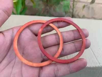 Винтажный старый ручной работы красный оранжевый Rajasthani женщин лак браслет Kada пара - Изображение 1 из 4