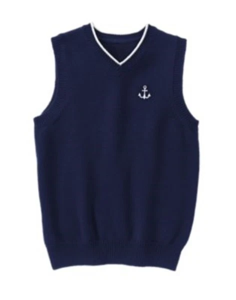 GYMBOREE PICTURE DAY NAVY w/ ANCHOR SWEATER VEST 4 5 6 7 8 NWT - Image 1 of 1