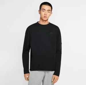 Nike Hombre Tech Polar Crew Entrenador de Sudor Corte y Costura Negro CU4506-010 Talla M - Imagen 1 de 4