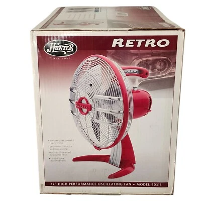 Hunter Retro 12 Inch High Performance Oscillating Fan RED Model 90313 - Image 1 of 4