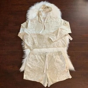 Zoe + Phoebe Marfil Serpiente Estampado 2 piezas Sudadera con Capucha + Pantalones Cortos Conjunto Talla Grande - Imagen 1 de 9