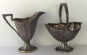 Awesome Ornate Silverplate Silver Plate Cream and Sugar Set HALLMARKED - Foto 1 di 12