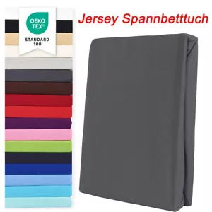 Jersey Spannbettlaken Spannbetttuch 100% Baumwolle Bettlaken Betttuch 160GSM DHL - Bild 1 von 23