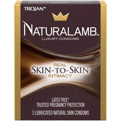 Condones lubricados naturales Trojan NATURALAMB piel de cordero real + estuche de bolsillo de latón Foto 1 de 4
