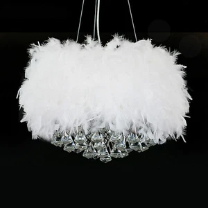 Modern Feather Light Shade Ceiling Pendant Bedroom E27 Night Lights Lampshade - Picture 1 of 12