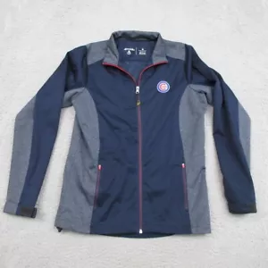 Chicago Cubs Full Zip Jacket Womens M Blue Grey Athletic MLB Baseball Softshell - Picture 1 of 24