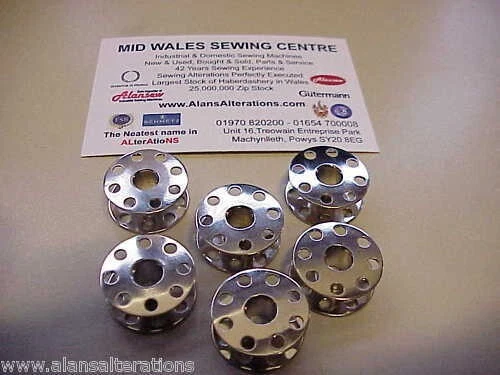 6 SEWING MACHINE HOLED  BOBBINS FOR SINGER 20u & Brother B755 20mm x 8mm - Image 1 of 1