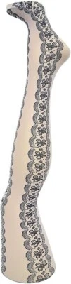 HUE Women's Floral Border Sheer Tights With Control Top sz 2, Ballet Made In USA - Image 1 of 4