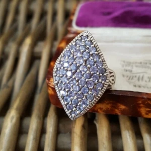 Vintage 925 Sterling Silver Ring, Natural Iolite Gemstones, Size J US 4.75 - Picture 1 of 9