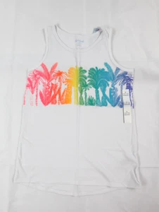 Cat and Jack Kids Girl's Large (L) 10/12 White Palm Tree Sleeveless Tank Top - Picture 1 of 10