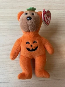 "TY BEANIE BEBÉ HALLOWEENIE~TREATSIES NARANJA HALLOWEEN CALABAZA OSO DE PELUCHE 5" - Imagen 1 de 7