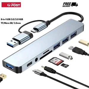 Splitter Multi Port USB 3.0, 3.1 Hub USB-C To Compact Dock Station Audio Adapter - Picture 1 of 18