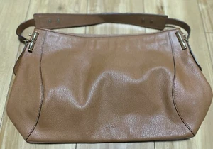 Ralph Lauren Satchel Tote Bag Purse Leather Luggage Brown - Picture 1 of 8