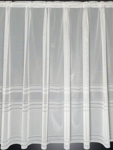 Nice White Net Curtain, Hudson, White with White Stripe, White Window Lace - Picture 1 of 2