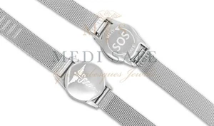 GENUINE MEDI SAFE MENS SOS MEDICAL INFO BRACELET STAINLESS STEEL TALISMAN/SILVER - Picture 1 of 5