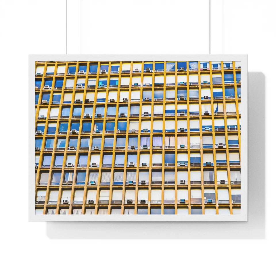 NYC Yellow Grid Architecture Wall Art | Modern Framed Photography Print | 24x16 - Image 1 of 1