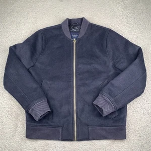 Abercrombie & Fitch Bomber Jacket Mens Large Blue Wool Blend Insulated Full Zip - Picture 1 of 13