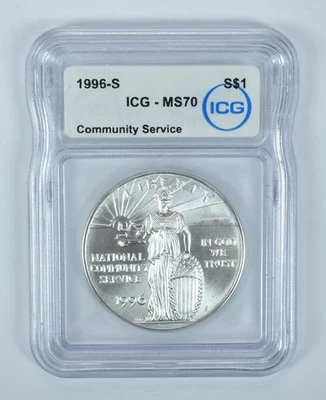 1996-S Community Service Commemorative Silver Dollar MS70 ICG *3678 - Image 1 of 4