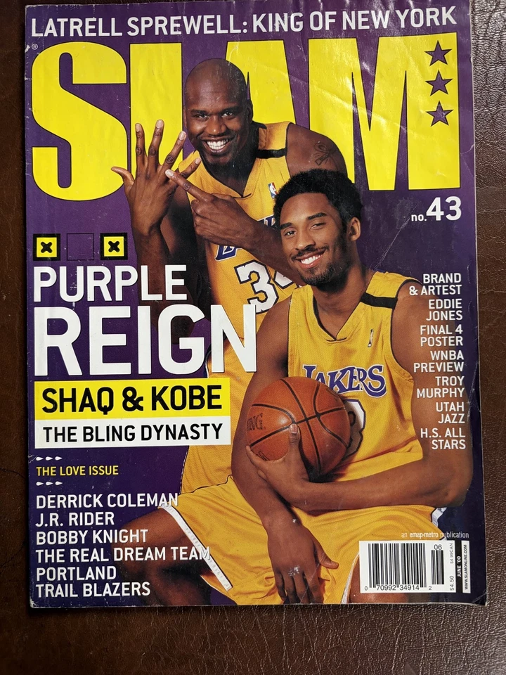 Vtg 2000 SLAM Magazine Kobe Bryant Shaq Shaquille O'Neal #43 Newstand No Label - Image 1 of 3