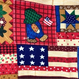 Printed Patchwork Patriotic Sunbonnet Figures Fabric w 100% cotton 1 yd to sew - Picture 1 of 10