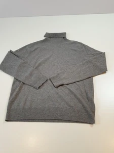 Suéter de cuello alto de cachemir Saks Fifth Avenue para hombre grande gris acanalado dobladillo puños - Imagen 1 de 9