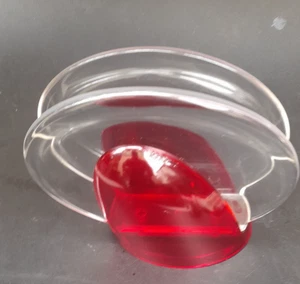 VINTAGE GUZZINI ITALY RED CLEAR ACRYLIC LETTER STAND NAPKIN HOLDER RACK - Picture 1 of 9