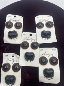 5x Animal Face Buttons Eyes Nose Boutique 4261 Still on Card Vintage Dog Snout - Picture 1 of 3