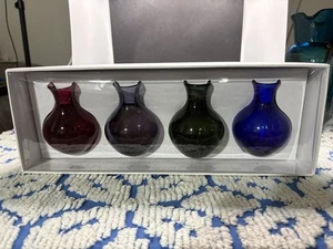 Jarrones de vidrio de colores World Market Dead Stock 4 piezas - Imagen 1 de 9