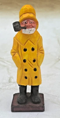 Hand Carved Wooden Sea Captain Figurine Bar Harbor Maine 1986 4"h Nautical EUC - Image 1 of 4