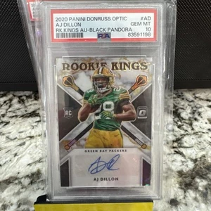 AJ Dillon Donruss Optic Rookie Kings 2020 automático negro Pandora #RKA-AD/25 Psa 10 - Imagen 1 de 3
