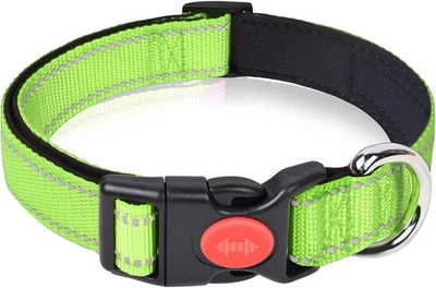 Reflective Neoprene Adjustable Padded Nylon Dog Collar SMALL 10-16'' Hi-Vis UMI